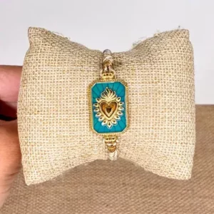 Exvoto bleu ocean bracelet cordon blanc