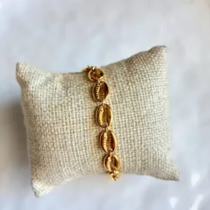 Bracelet chaine doré acier inoxydable coquillage